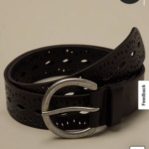 Lucky Brand Black Perforated Leather Belt Small